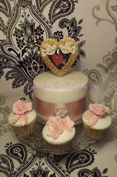  6 Inch wedding cake for cupcake tower with matching cupcakes  - Cake by Cupcakes la louche wedding & novelty cakes