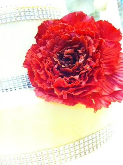 Oversized Red Ruffled Peony - Cake by Siobhan Buckley
