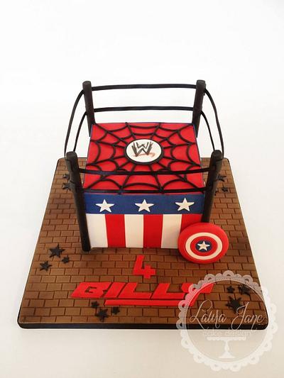 Spider-Man and Captain America Wrestling! - Cake by Laura Davis