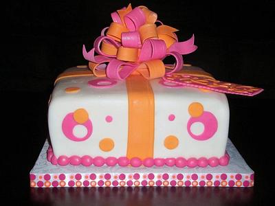 Orange and Pink Present cake - Cake by Nissa