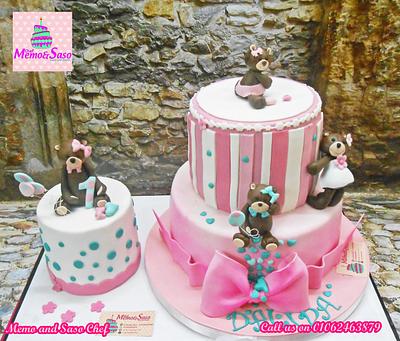 Girly teddy bears party  - Cake by Mero Wageeh