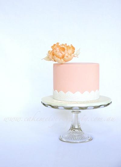 Open peony rose on coral fondant cake. - Cake by Leah Jeffery- Cake Me To Your Party