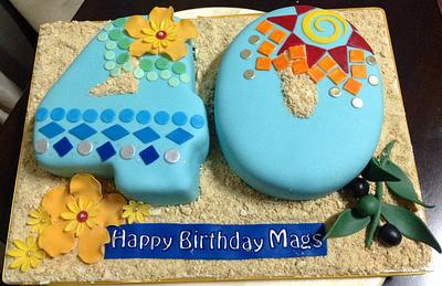 40th Birthday Mediterranean Themed Cake - Cake by MariaStubbs