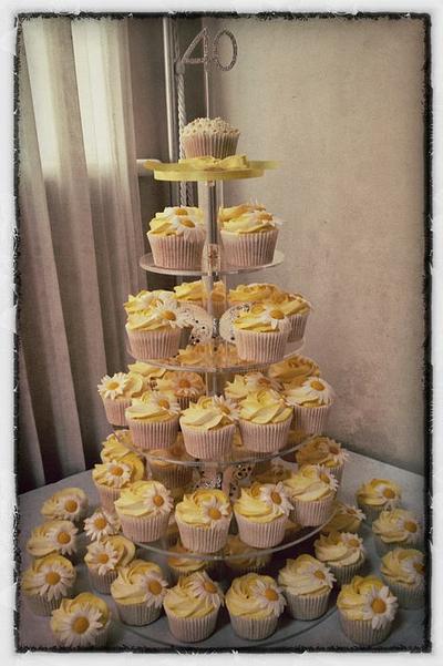 Daisy Cupcake Tower - Cake by Gill Earle