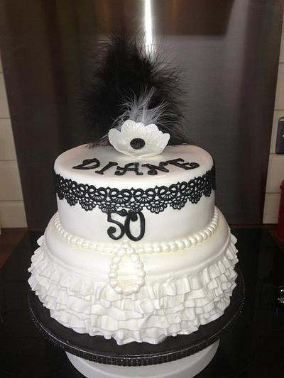 black and white ruffle cake  - Cake by pat & emma