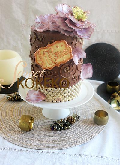 Feminine Cake with Peony and Pearls - Cake by SweetKOKEKO by Arantxa