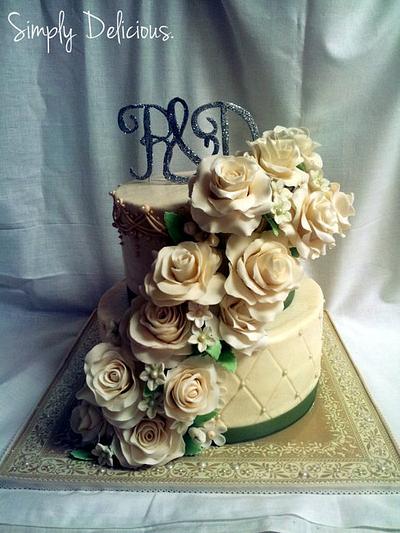 Ivory Rose Wedding  - Cake by Simply Delicious Cakery