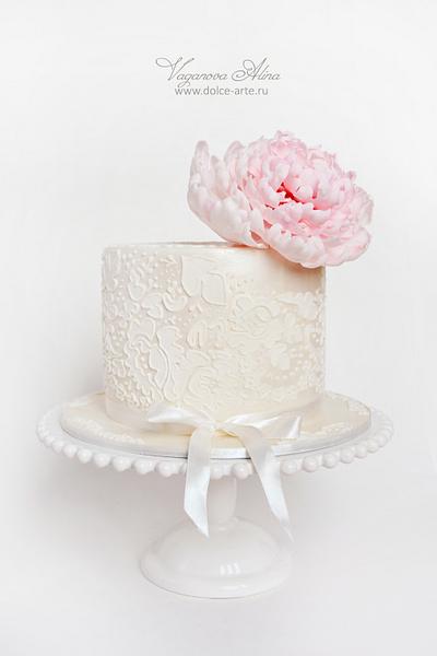 lace with peony - Cake by Alina Vaganova