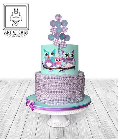 Owl Family Baby Shower Cake - Cake by Akademia Tortu - Magda Kubiś