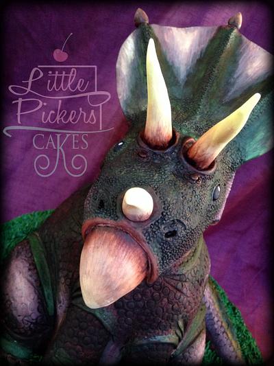 Hand painted triceratops dinosaur!!  - Cake by little pickers cakes