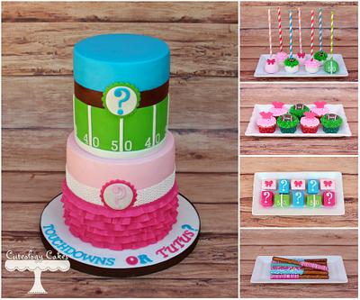 Touchdowns or Tutus Gender Reveal! - Cake by Cuteology Cakes 