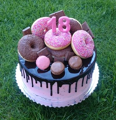 Chocolate cake with donuts - Cake by AndyCake