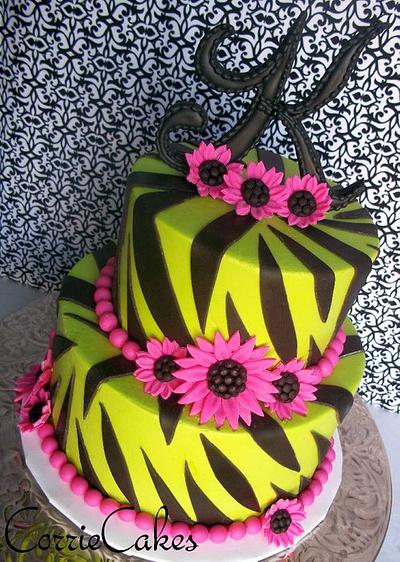 neon green zebra pattern - Cake by Corrie