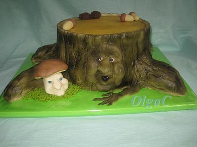 An Old Tree Stump and Mushroom - Cake by OlgaC