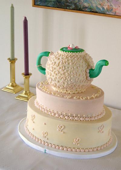 Three tier teapot bridal shower cake - Cake by Marney White