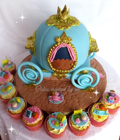 Cinderella carriage cake with matching cupcakes - Cake by Cakes Inspired by me