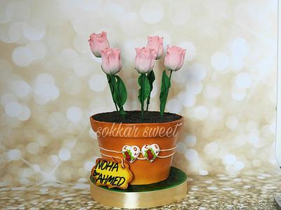 flower pot cake - Cake by dina sokker