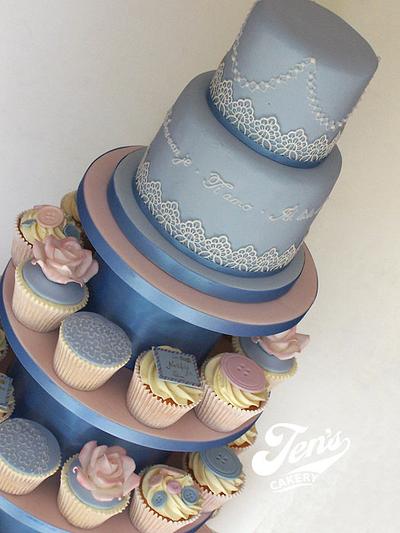 Mariam & Tom's cupcake tower - Cake by Jen's Cakery
