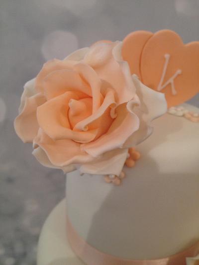Peach vintage rose wedding cake - Cake by The Cake Lady 