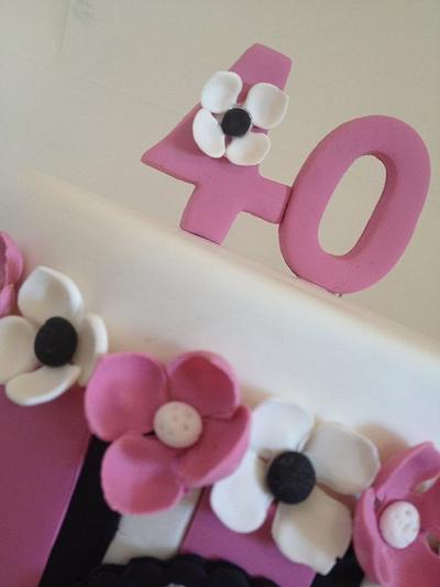 Pink, black and white birthday cake - Cake by Kathy Cope