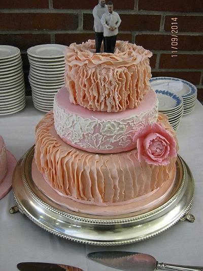 Wedding cake in peach and pink - Cake by Cakeicer (Shirley)