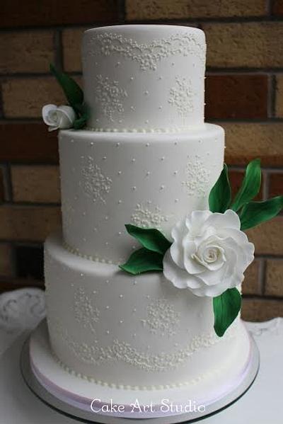 Elegant lace cake - royal icing  - Cake by Cake Art Studio 