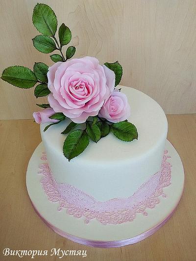 Sugar pink rose - Cake by Victoria