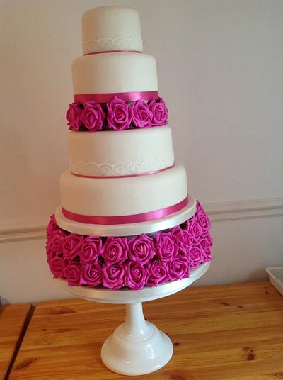Pink roses and lace - Cake by Iced Images Cakes (Karen Ker)