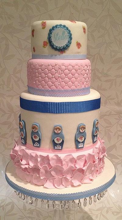 russian doll and roses theme to match party invites - Cake by The lemon tree bakery 