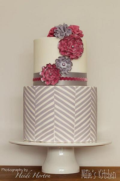 Pink and Grey Chevron Cake - Cake by Emily