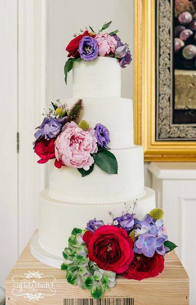 Vintage lace and flowers Wedding Cake - Cake by Emma Waddington - Gifted Heart Cakes