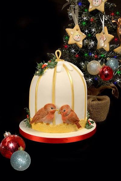 Christmas Robins - Cake by Alice Davies