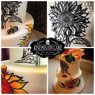 Painted cake and sugar bees - Cake by Jonesin' for Cake