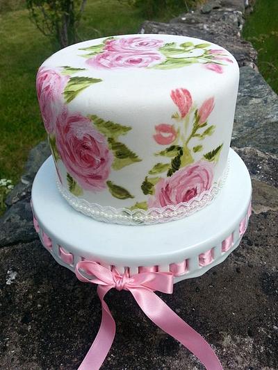 Painted rose cake - Cake by Môn Cottage Cupcakes