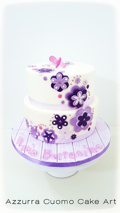 Baptism in violet...♡ - Cake by Azzurra Cuomo Cake Art