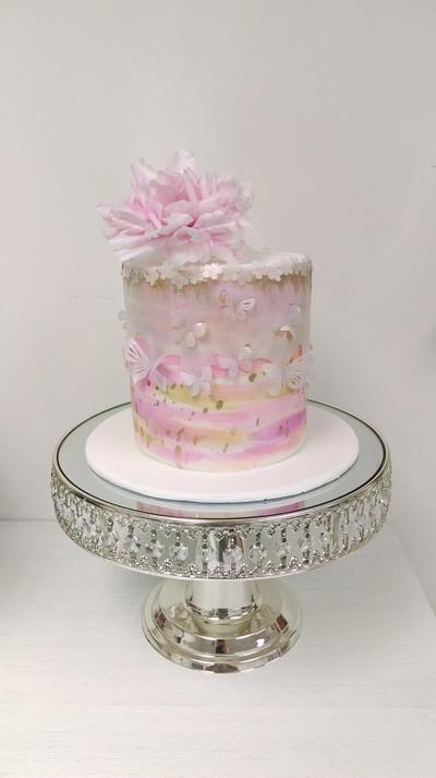 Wafer Paper Peony Cake - Cake by Angela's Sugarcraft