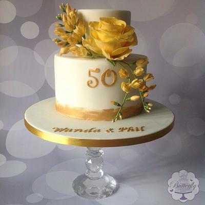 Golden Wedding - Cake by Butterfly Cakes and Bakes