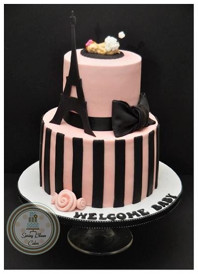 Paris themed baby shower cake - Cake by Spring Bloom Cakes