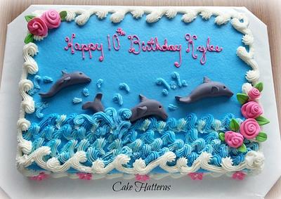 Dolphins for a 10th Birthday - Cake by Donna Tokazowski- Cake Hatteras, Martinsburg WV