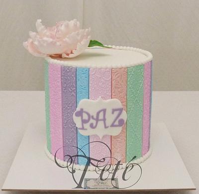 STRIPES, TEXTURES AND PEONY - Cake by Teté Cakes Design