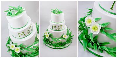 wedding cake with eucalyptus leaves - Cake by EvelynsCake