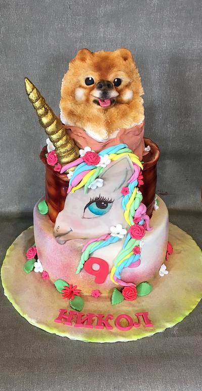 Unicorn and Pomeranian Puppy  - Cake by Doroty