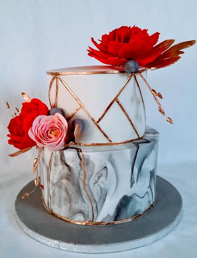 Red peonies - Cake by alenascakes