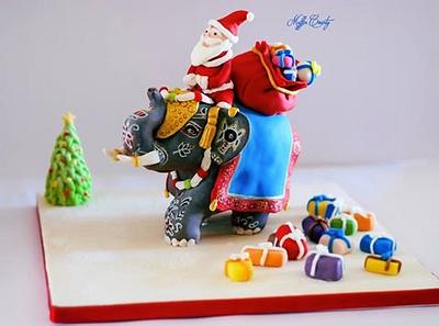 Santa and a Baby Elephant  - Cake by Mitra venkatesh