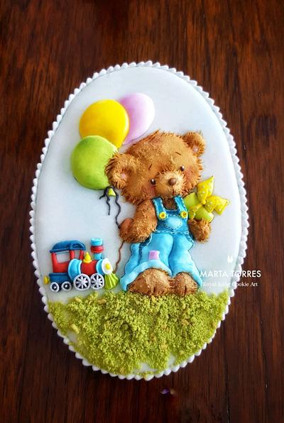 Little Kai likes..... cookies, trains, teddy bears and balloons! - Cake by The Cookie Lab  by Marta Torres