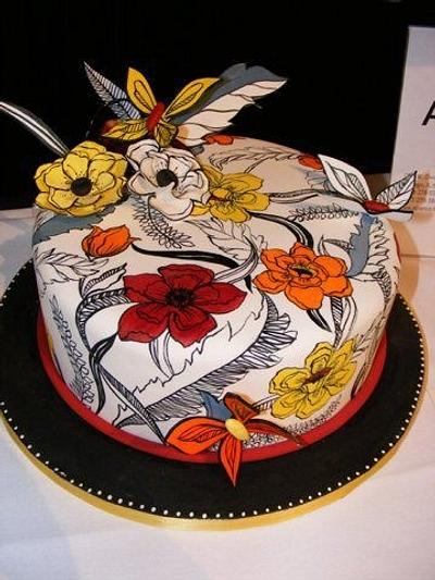Painted Flowers - Cake by Dina