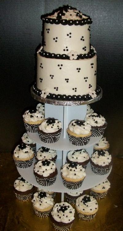 Black & White Cake/Cupcake Display - Cake by Tracy's Custom Cakery LLC