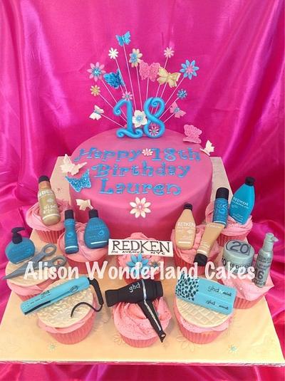 18th Hairdressing themed cake - Cake by AlisonWonderland