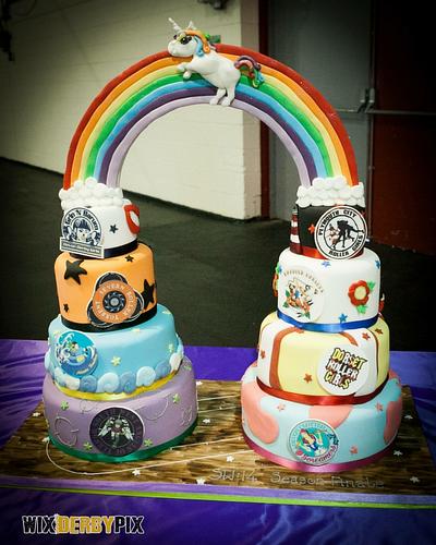 Roller derby rainbow! - Cake by The Cake Lady 