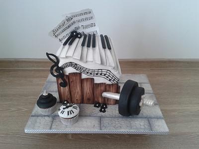 Piano and dumbbells - Cake by Eliska